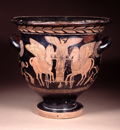 Red-figure bell krater depicting Eos riding her chariot from the sea, Lucanian, c.440-420 BC by Pisticci Painter